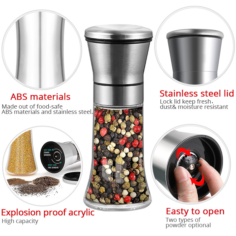 Konco sópaprika darálók, tengeri só és borsfűszeres fűszer aprító állítható kerámia darálással