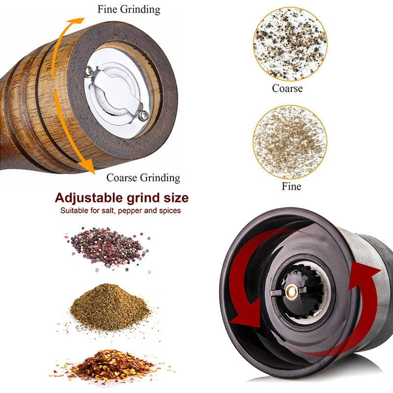 Konco sópaprika darálók, tengeri só és borsfűszeres fűszer aprító állítható kerámia darálással