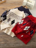 Laste kootud kilpkaelusega kampsun poistele