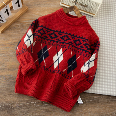 Laste kootud kilpkaelusega kampsun poistele