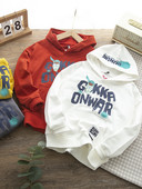 Berniuko palaidi megztiniai su gobtuvu su užrašais