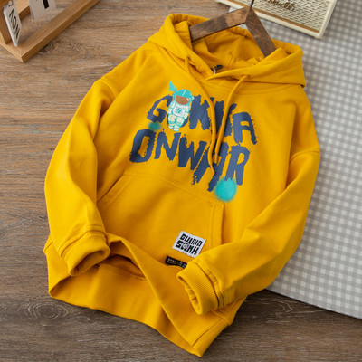 Berniuko palaidi megztiniai su gobtuvu su užrašais