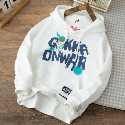 Berniuko palaidi megztiniai su gobtuvu su užrašais