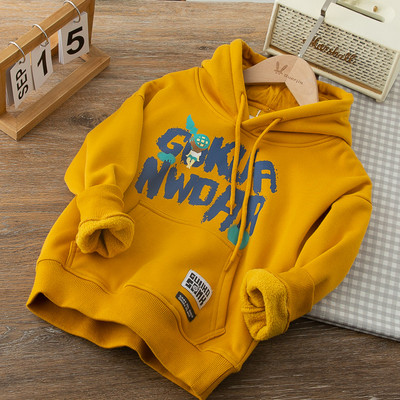 Berniuko palaidi megztiniai su gobtuvu su užrašais