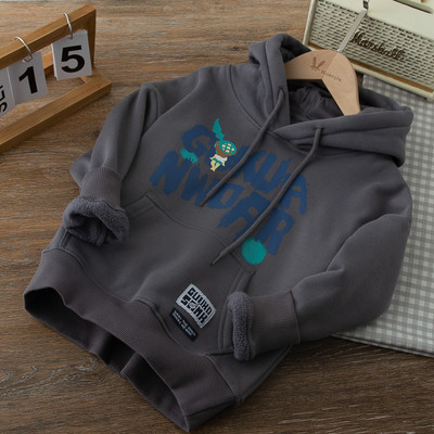 Berniuko palaidi megztiniai su gobtuvu su užrašais