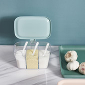 Fűszerüvegek Fűszertartó Doboz Fűszertároló Doboz fűszerekhez Cukor Só Fűszerüveg Konyhai tároló edény kanállal 3 rekeszes