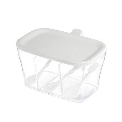 Fűszerüvegek Fűszertartó Doboz Fűszertároló Doboz fűszerekhez Cukor Só Fűszerüveg Konyhai tároló edény kanállal 3 rekeszes