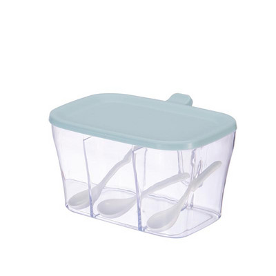 Fűszerüvegek Fűszertartó Doboz Fűszertároló Doboz fűszerekhez Cukor Só Fűszerüveg Konyhai tároló edény kanállal 3 rekeszes