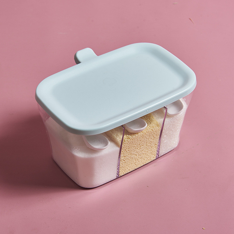 Fűszerüvegek Fűszertartó Doboz Fűszertároló Doboz fűszerekhez Cukor Só Fűszerüveg Konyhai tároló edény kanállal 3 rekeszes