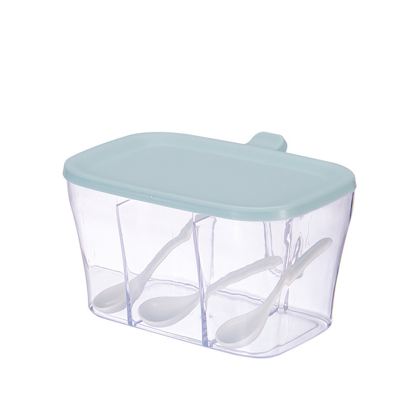 Fűszerüvegek Fűszertartó Doboz Fűszertároló Doboz fűszerekhez Cukor Só Fűszerüveg Konyhai tároló edény kanállal 3 rekeszes