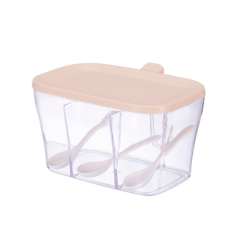 Fűszerüvegek Fűszertartó Doboz Fűszertároló Doboz fűszerekhez Cukor Só Fűszerüveg Konyhai tároló edény kanállal 3 rekeszes