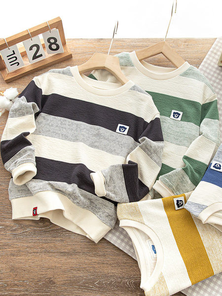 Pulover cu dungi pentru copii pentru baieti cu broderie