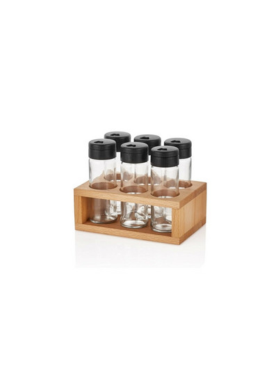 Roca prieskonių rinkiniai medinis stovas 12/8 dalių stiklinio vamzdelio dizainas Naujas druskos pipirų laikiklis Virtuvės laikymo indai Indai Mieli prieskoniai