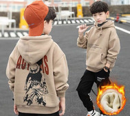 Îmbrăcăminte pentru copii băieți iarnă dublu-strat plus pulover pentru copii cald cu glugă cu glugă cămașă de iarnă de jos 2022 noi copii mari chinezești