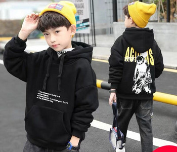 Îmbrăcăminte pentru copii băieți iarnă dublu-strat plus pulover pentru copii cald cu glugă cu glugă cămașă de iarnă de jos 2022 noi copii mari chinezești