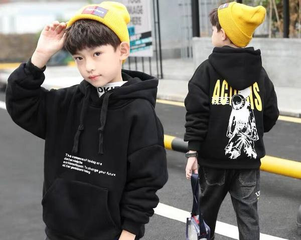 Îmbrăcăminte pentru copii băieți iarnă dublu-strat plus pulover pentru copii cald cu glugă cu glugă cămașă de iarnă de jos 2022 noi copii mari chinezești