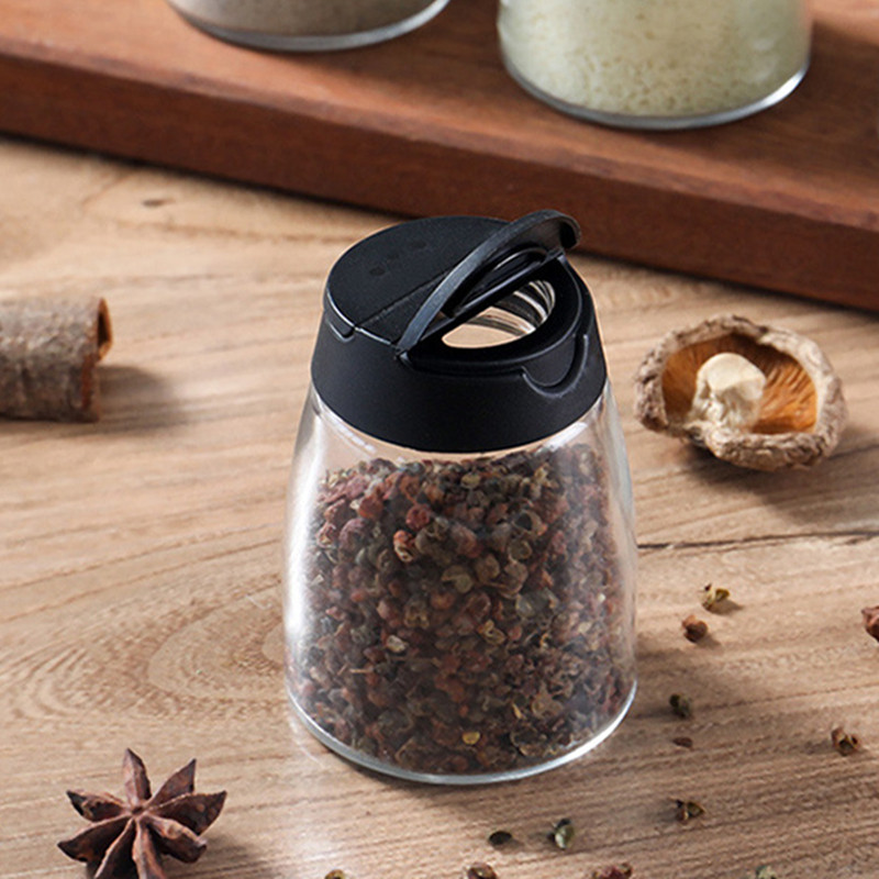 Set de 4 sticle de condimente Bucătărie de uz casnic Sare de sticlă MSG Cutie de condimente cu capac