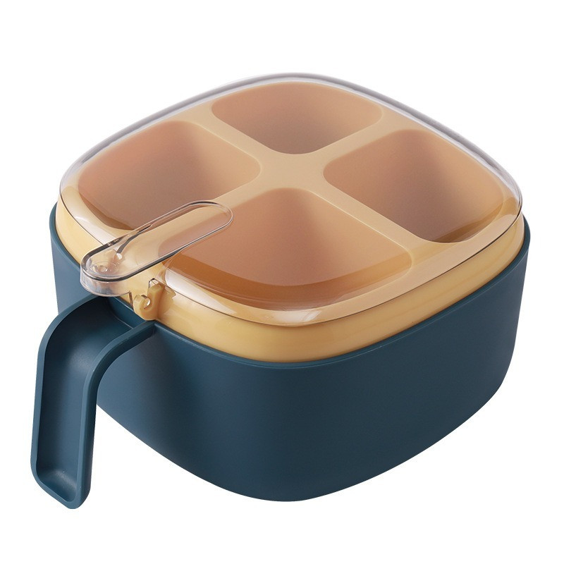 Kuhinjske staklenke za začine s četiri rešetke, staklenke za začine, set soljenki, kutija za začine, kutija za začine, višestruka rešetka s poklopcem, kućanstvo