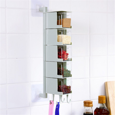 Kuhinjski zidni držač za organizatore začina Posuda za sol i papar Staklenke za začine Spremnik za začine Rotirajući alat za organizator začina