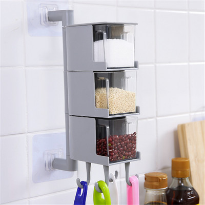 Kuhinjski zidni držač za organizatore začina Posuda za sol i papar Staklenke za začine Spremnik za začine Rotirajući alat za organizator začina