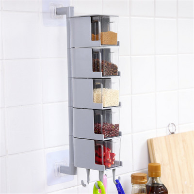 Kuhinjski zidni držač za organizatore začina Posuda za sol i papar Staklenke za začine Spremnik za začine Rotirajući alat za organizator začina