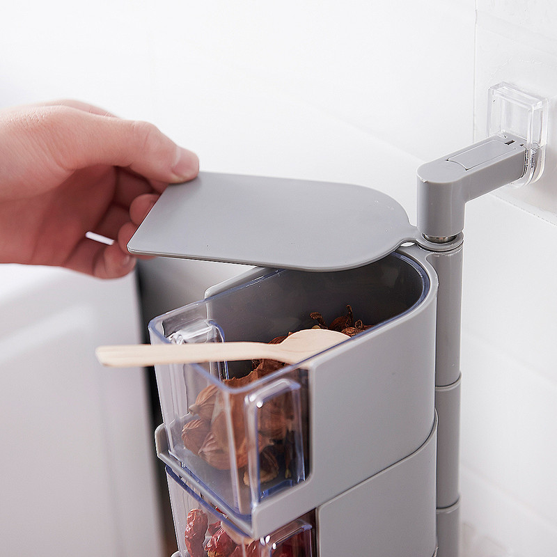 Kuhinjski zidni držač za organizatore začina Posuda za sol i papar Staklenke za začine Spremnik za začine Rotirajući alat za organizator začina