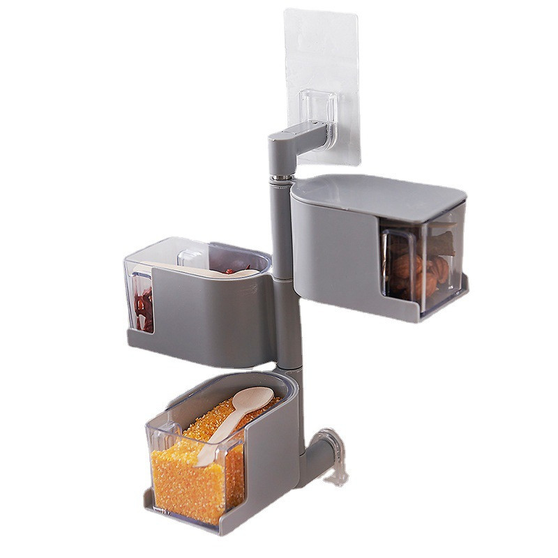 Kuhinjski zidni držač za organizatore začina Posuda za sol i papar Staklenke za začine Spremnik za začine Rotirajući alat za organizator začina