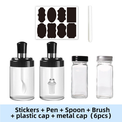 Staklo Kuhinjski set začina za začine Boce Sol i papar Žlica Staklenke Kist za ulje Posuda za med Posuda za hranu Posuda za pohranu Prozirni poklopac