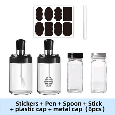 Staklo Kuhinjski set začina za začine Boce Sol i papar Žlica Staklenke Kist za ulje Posuda za med Posuda za hranu Posuda za pohranu Prozirni poklopac