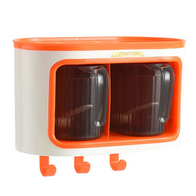 2/3 grile Borcane de condimente pentru montaj pe perete, cutii, organizator, bol de zahăr, sare, recipient pentru condimente, cu cârlig, set de aprovizionare pentru bucătărie