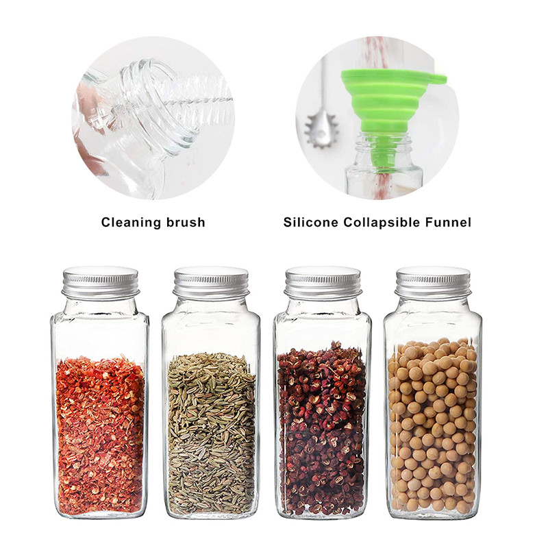 12 buc. Sticle de condimente de sticla cu autocolante Borcane de condimente Organizator Raft pentru condimente de bucatarie Set de vase de condimente Sare Piper Gadget de bucătărie