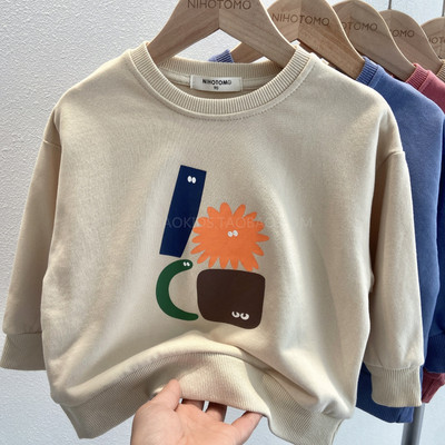 Bluza casual pentru copii cu gat rotund si imprimeu