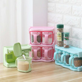 2/3/4 Grile Organizator de Bucătărie Cutii de depozitare cu linguri Borcan de condimente de zahăr transparent Sticlă de sare Accesorii de bucătărie