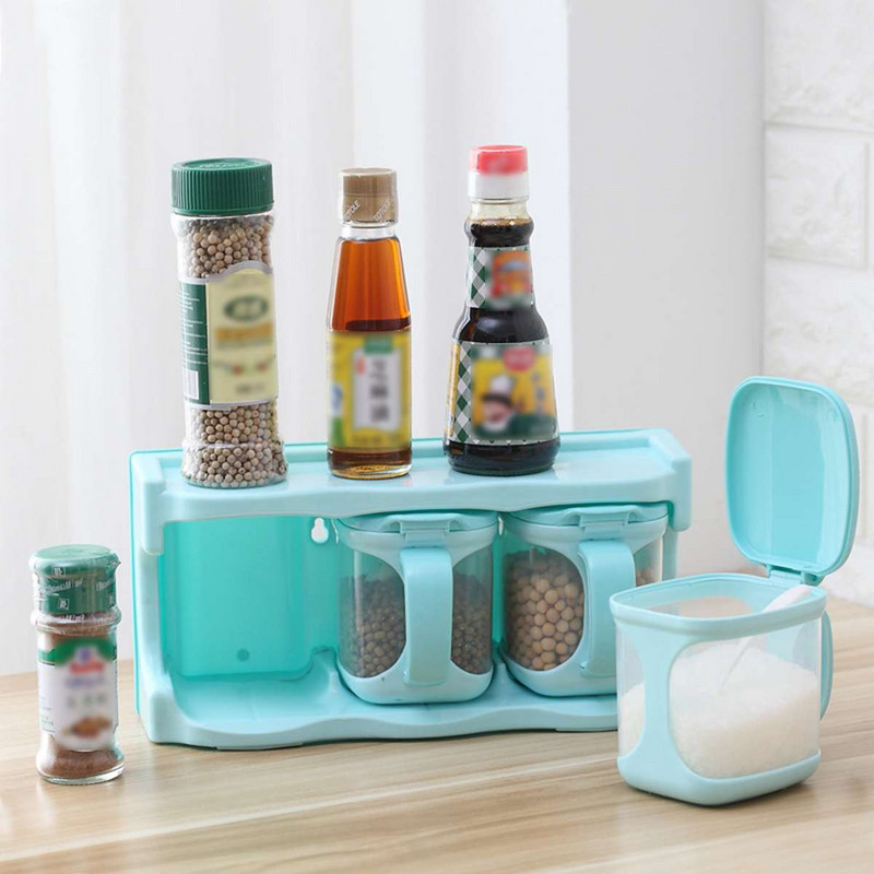 2/3/4 Grile Organizator de Bucătărie Cutii de depozitare cu linguri Borcan de condimente de zahăr transparent Sticlă de sare Accesorii de bucătărie