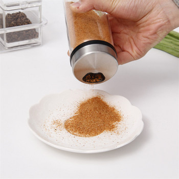 Креативна стъклена подправка може да сол сусам твърда подправка запечатана бутилка пипер шейкър с въртящ се капак буркан за подправки кухненски инструменти