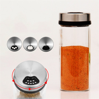 Condimente creative din sticlă pot sare susan solid sigiliu condiment sticla piper agitator cu capac rotativ borcan de condimente unelte de bucătărie