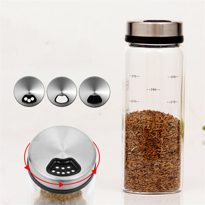 Condimente creative din sticlă pot sare susan solid sigiliu condiment sticla piper agitator cu capac rotativ borcan de condimente unelte de bucătărie