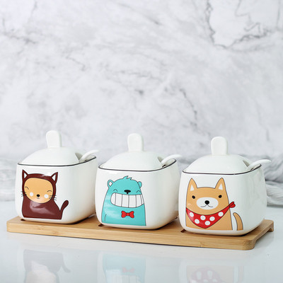 Kreatív Konyhai Virág Kerámia Fűszertartó állvány Fűszeres tégely Fűszeres tégely Sószóró Konyhai kütyü szett Fűszeres cukortál