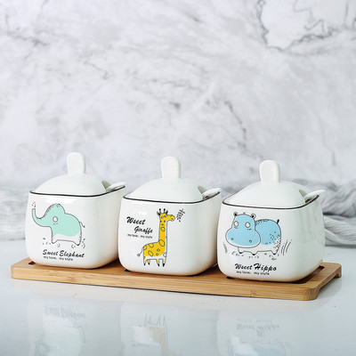 Kreatív Konyhai Virág Kerámia Fűszertartó állvány Fűszeres tégely Fűszeres tégely Sószóró Konyhai kütyü szett Fűszeres cukortál