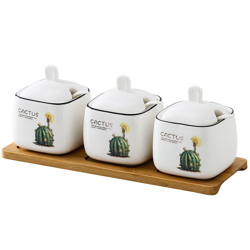 Kreatív Konyhai Virág Kerámia Fűszertartó állvány Fűszeres tégely Fűszeres tégely Sószóró Konyhai kütyü szett Fűszeres cukortál