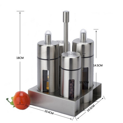 Castor Borcane de condimente din oțel inoxidabil Set agitator de sare piper cu suport Cutie de condimente Sticla de ulei de condimente Ustensile de gătit de bucătărie