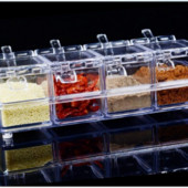 4db/tétel Konyhaszervező Tároló dobozok Fűszerek Fűszeres tégely átlátszó cukorsós üveg kanál Konyhai kiegészítők