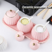 Keramički set staklenki za začine Staklenka za pohranu u kućanstvu Staklenka za sol Kuhinjski pribor Kreativna kutija za začine Kombinacija staklenki za sol