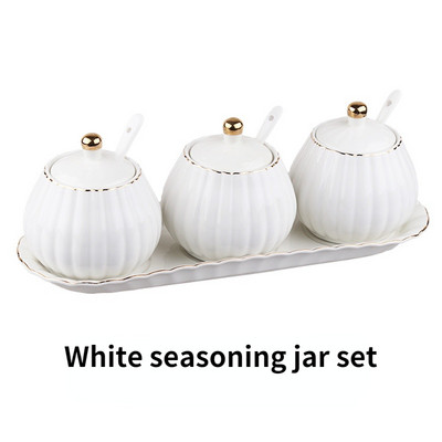 Keramički set staklenki za začine Staklenka za pohranu u kućanstvu Staklenka za sol Kuhinjski pribor Kreativna kutija za začine Kombinacija staklenki za sol