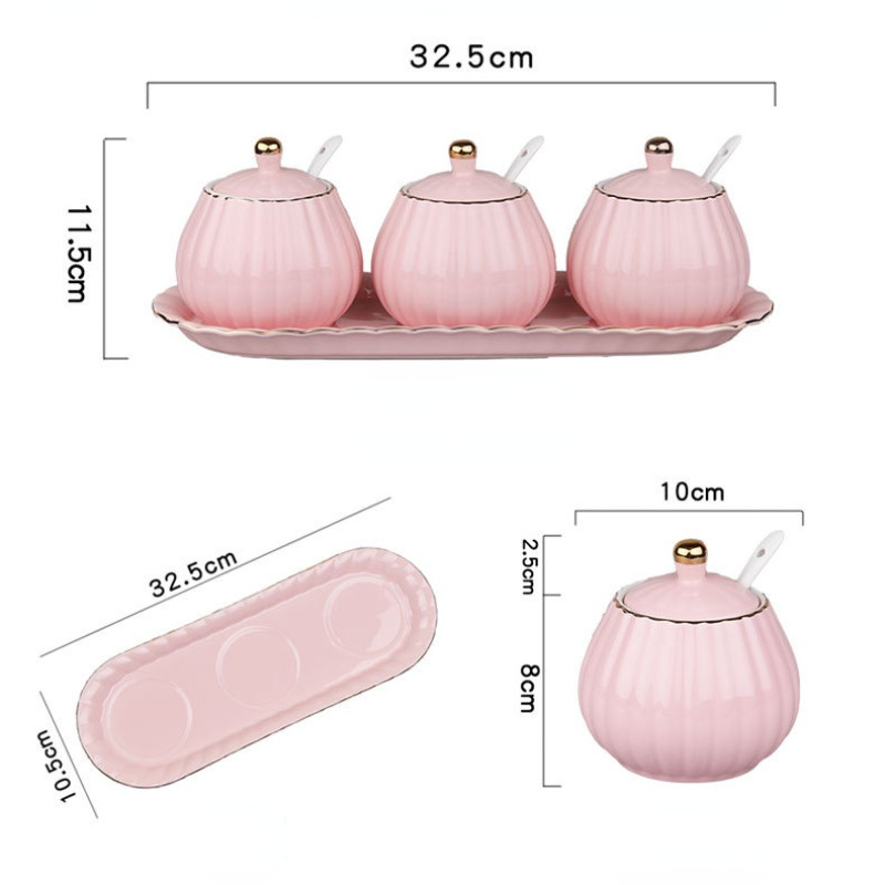 Keramički set staklenki za začine Staklenka za pohranu u kućanstvu Staklenka za sol Kuhinjski pribor Kreativna kutija za začine Kombinacija staklenki za sol