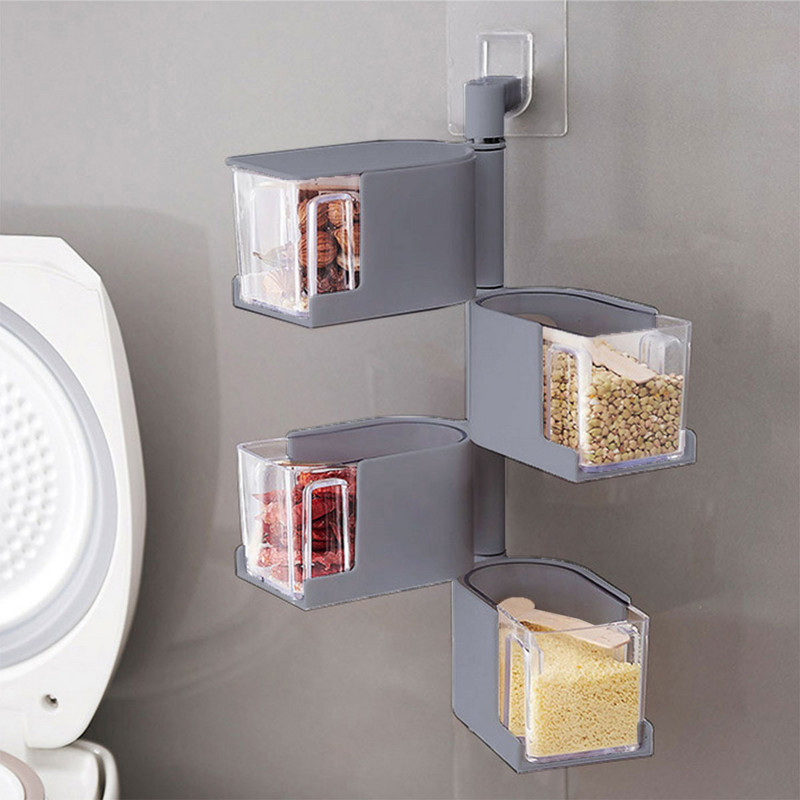 Okretna kutija za pohranu začina Zidna višeslojna kutija za začine Staklenka za sol Organizator boca za začine Kuhinjski pribor