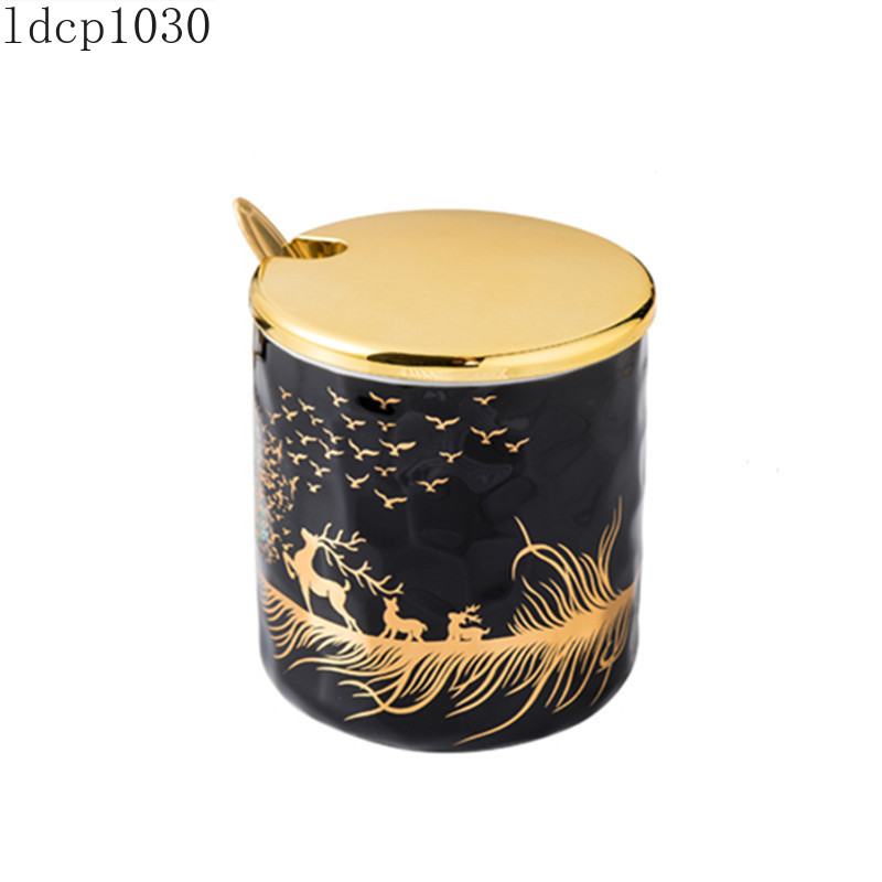 Borcan de condimente de bucătărie din trei piese cu tavă Sticlă de condimente din ceramică Borcane de depozitare pentru sare și piper Instrumente creative pentru condimente pentru acasă