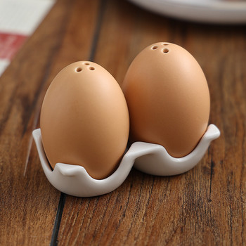 Творческа керамика Модел на яйце Посуда за подправки Декоративна порцеланова ролка за сол и черен пипер Кухненска бутилка за подправки Маса за хранене