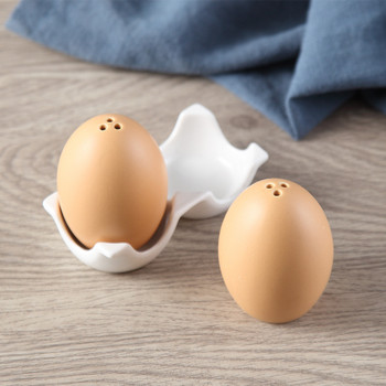 Творческа керамика Модел на яйце Посуда за подправки Декоративна порцеланова ролка за сол и черен пипер Кухненска бутилка за подправки Маса за хранене