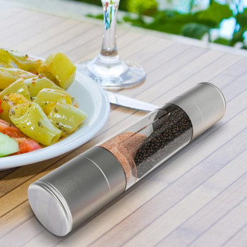 Χειροκίνητος μύλος αλατιού πιπεριού 2 σε 1 Εργαλείο μύλου από ανοξείδωτο χάλυβα Σπίτι Εστιατόριο Καρυκεύματα Τρίψιμο Κουζίνα Gadget Ζεστό